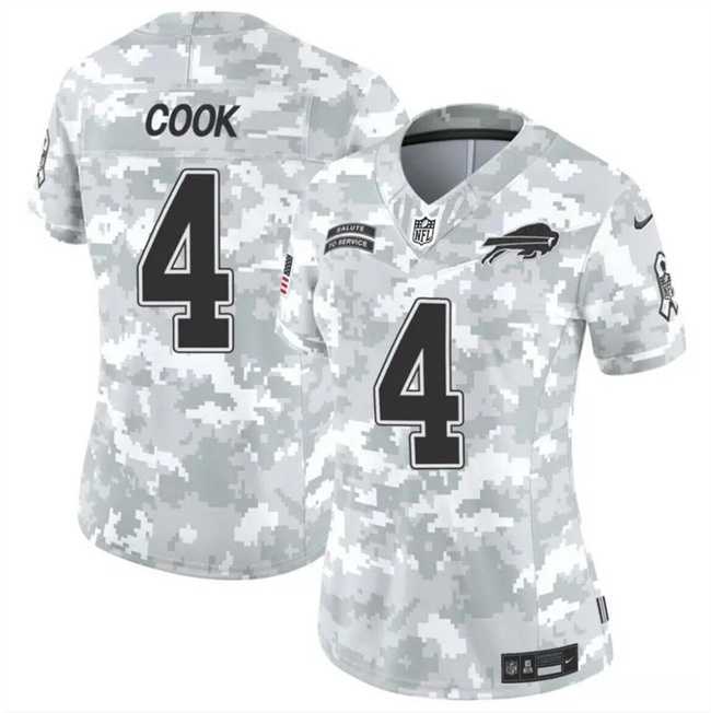 Womens Buffalo Bills #4 James Cook 2024 F.U.S.E Arctic Camo Salute To Service Limited Stitched Jersey Dzhi